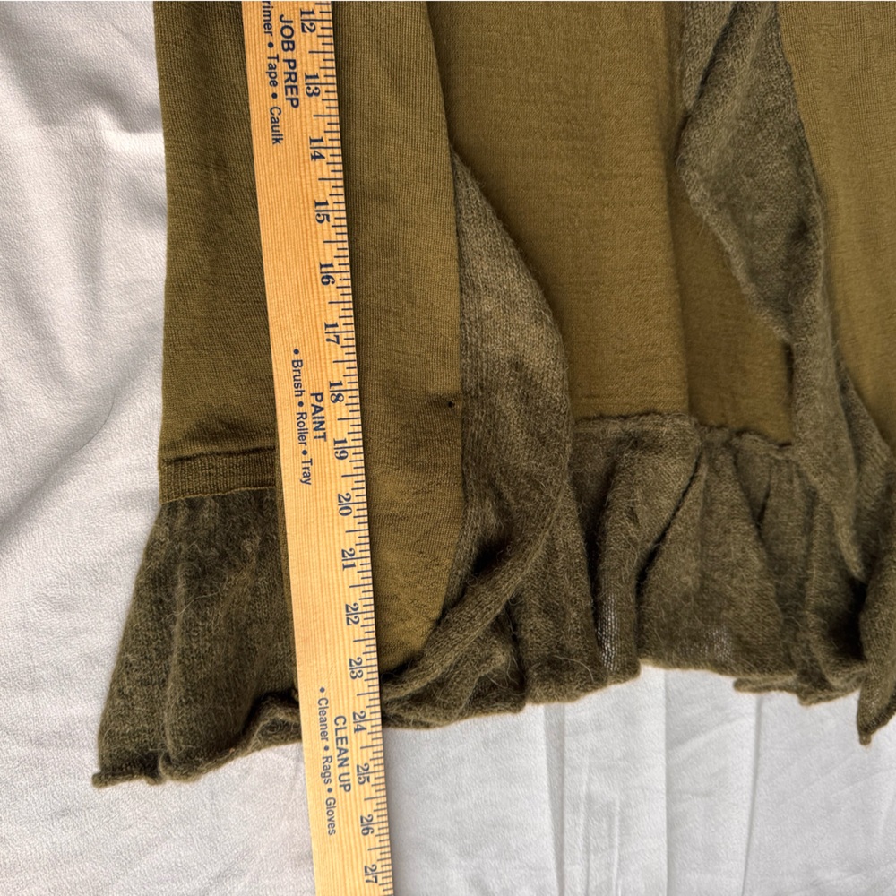 Anthropologie Moss Green Wool Alpaca Blend Cardigan XS small goblincore texture - Picture 9 of 10